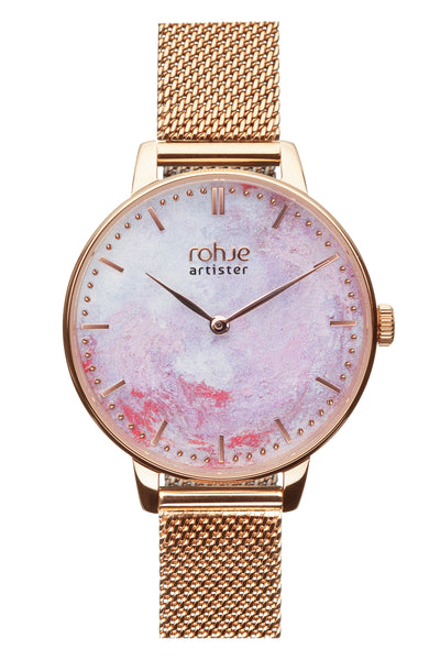 Rohje Artister Dreamy Pink mesh-rannekkeella #strap_rose-gold-mesh