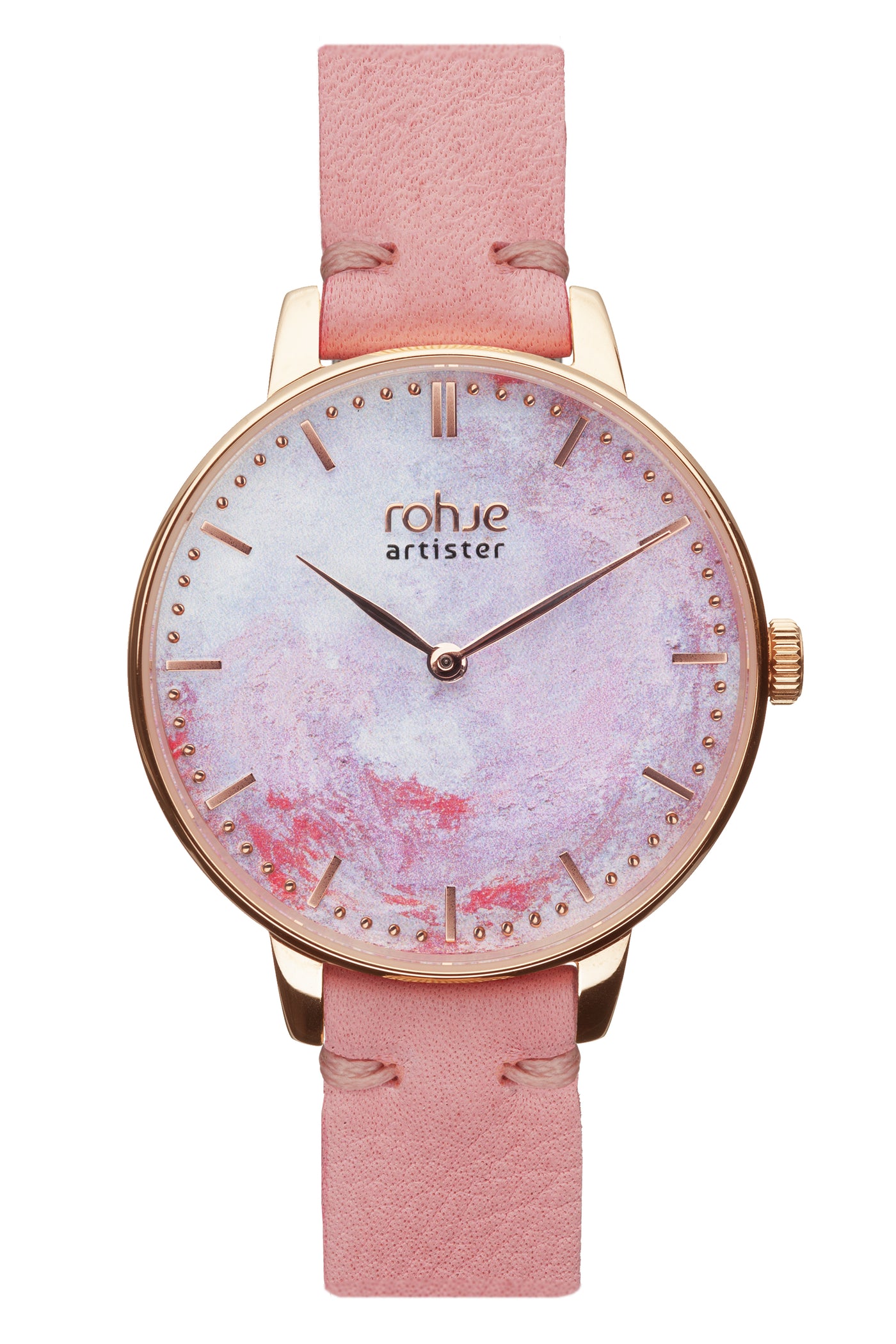 Rohje Artister Dreamy Pink vaaleanpunaisella poronnahkarannekkeella #strap_pink-reindeer-leather